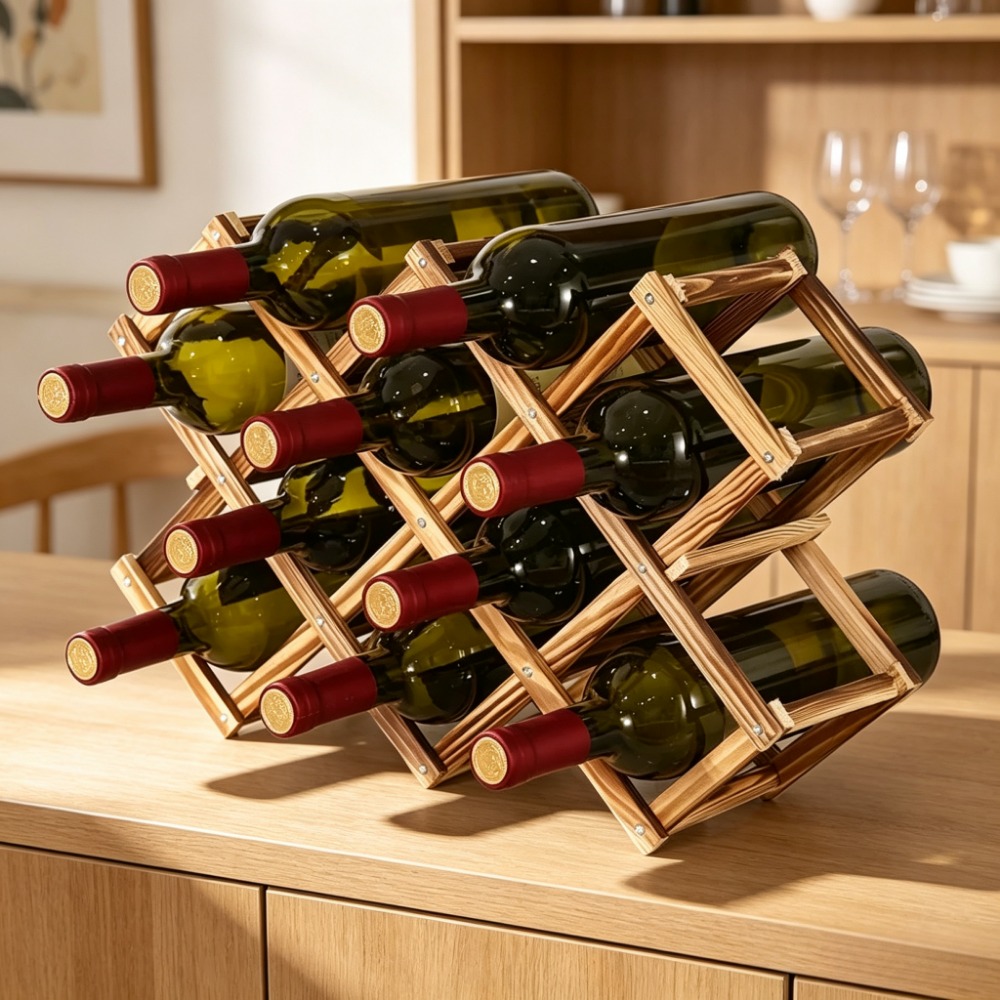 Home Bar Shelves - Portabottiglie in Legno Pieghevole, Scaffale per