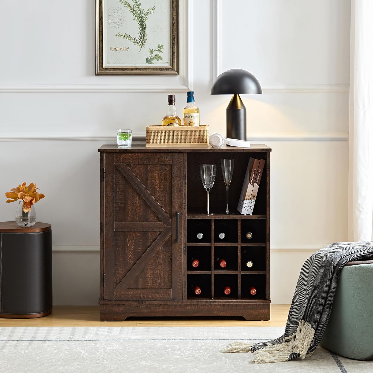 Home Bar Shelves - Mobile Bar in Stile Rustico con