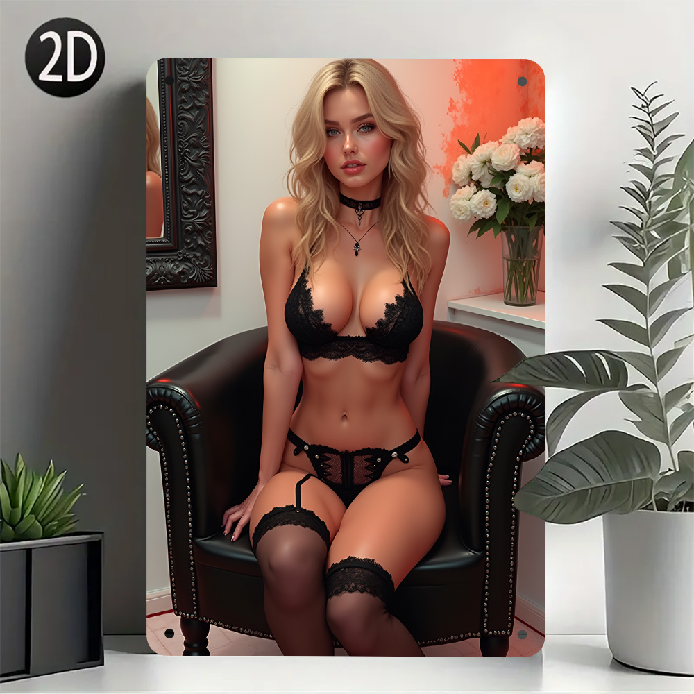 Home Bar And Restaurant - Targa in metallo vintage con donna