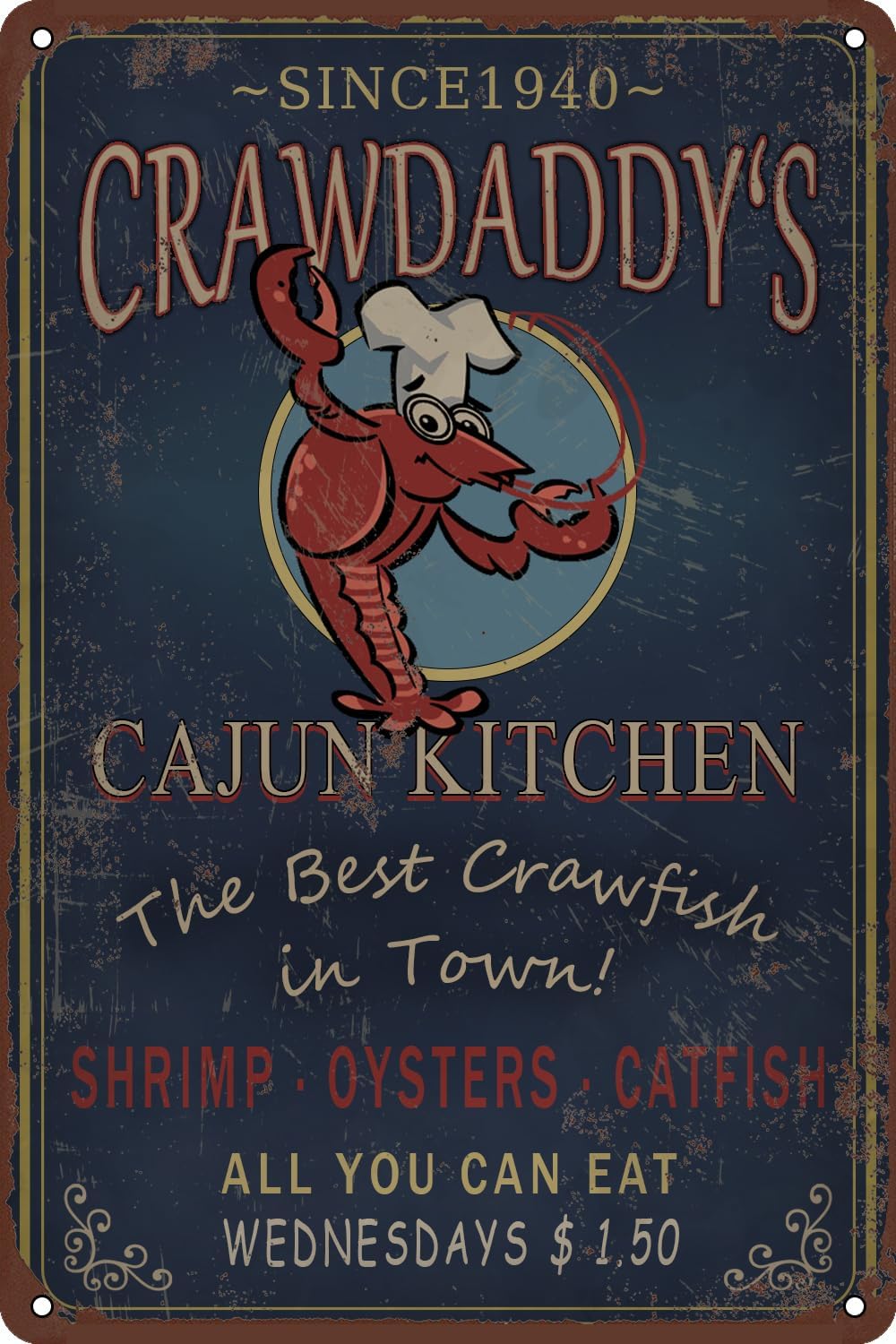 Home Bar And Restaurant - Targa in metallo Beat Crawfish Crawdaddy's
